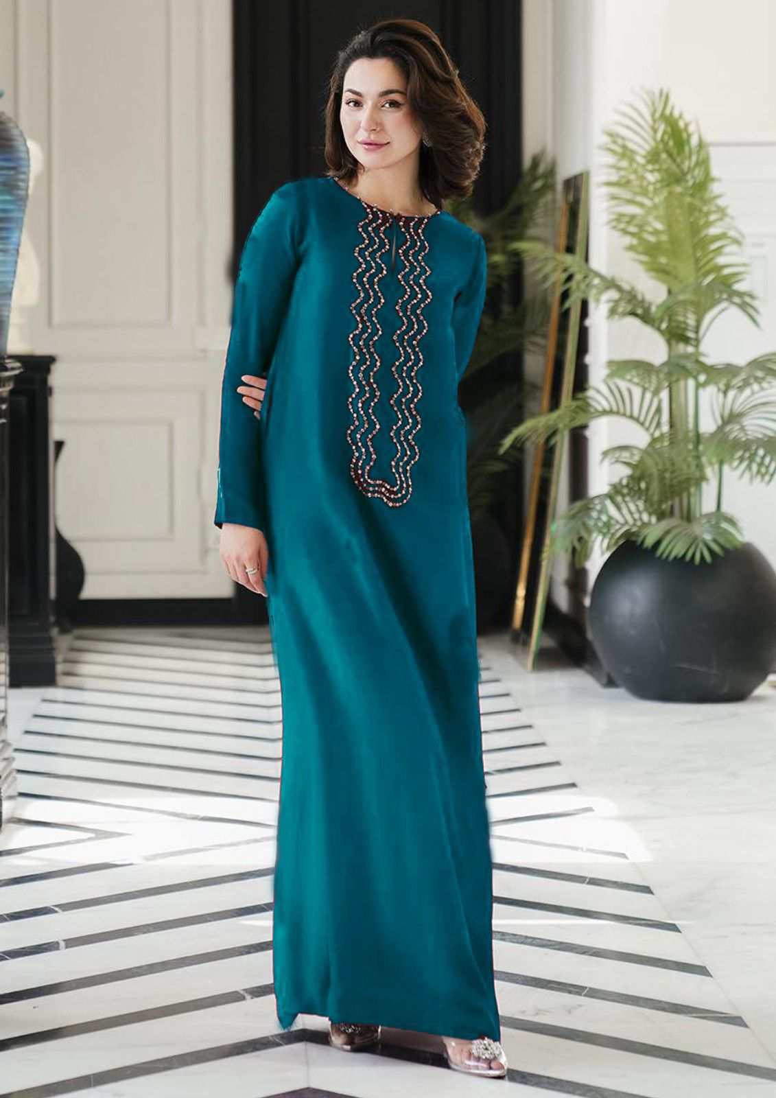 Lulusar – Luxury Silk Embroidered Unstitched 3-Piece Suit - Sea Green