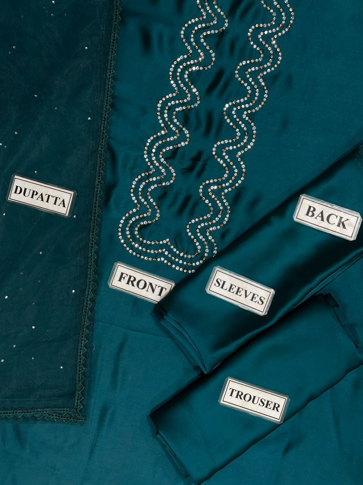 Lulusar – Luxury Silk Embroidered Unstitched 3-Piece Suit - Sea Green