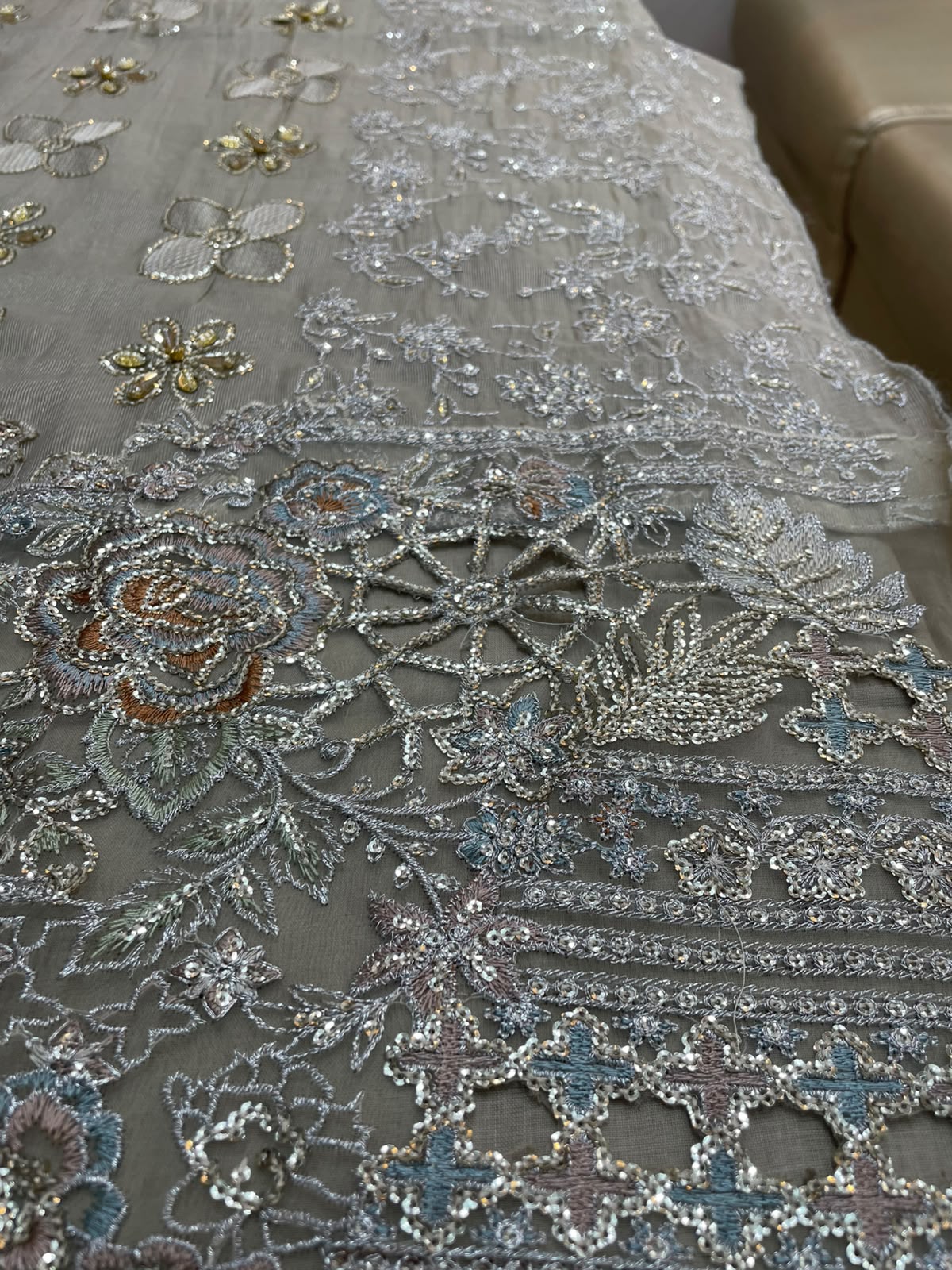 Iznik Organza hand Embellished & Embroidered 3 Piece Dress