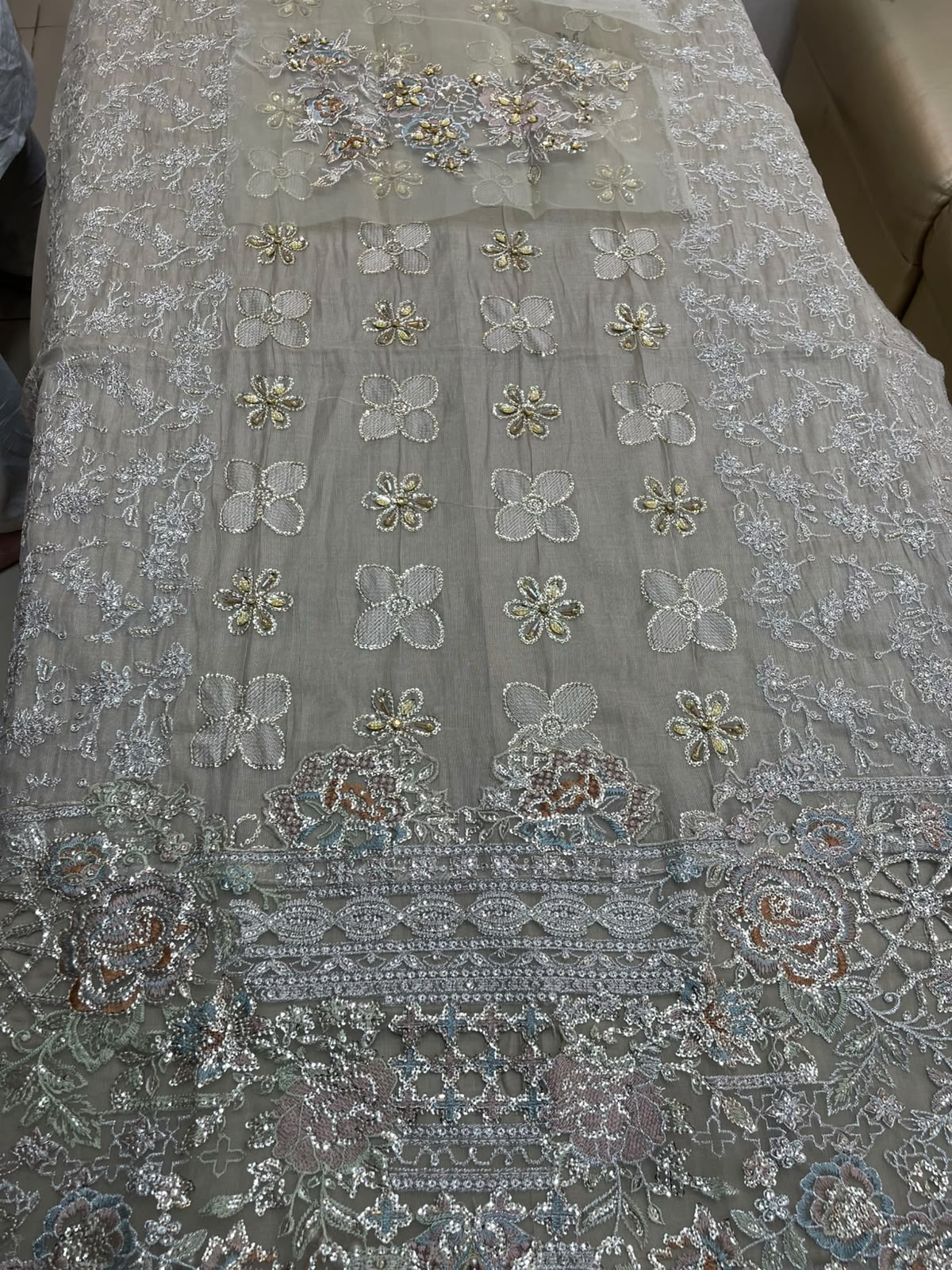 Iznik Organza hand Embellished & Embroidered 3 Piece Dress