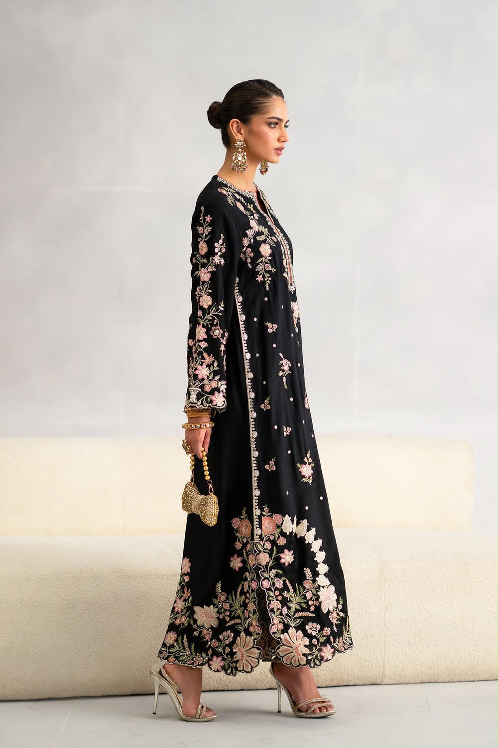 Luxury Embroidered Raw Silk Kaftan – 2Pc Suit