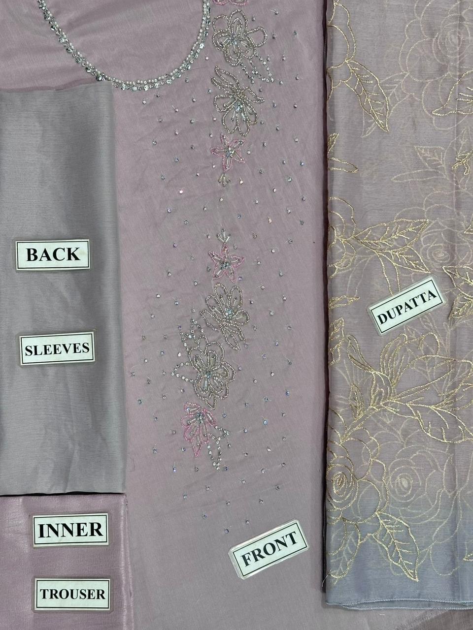 LL-ANZAAL LONG – Embroidered Chiffon 3-Piece Unstitched Suit