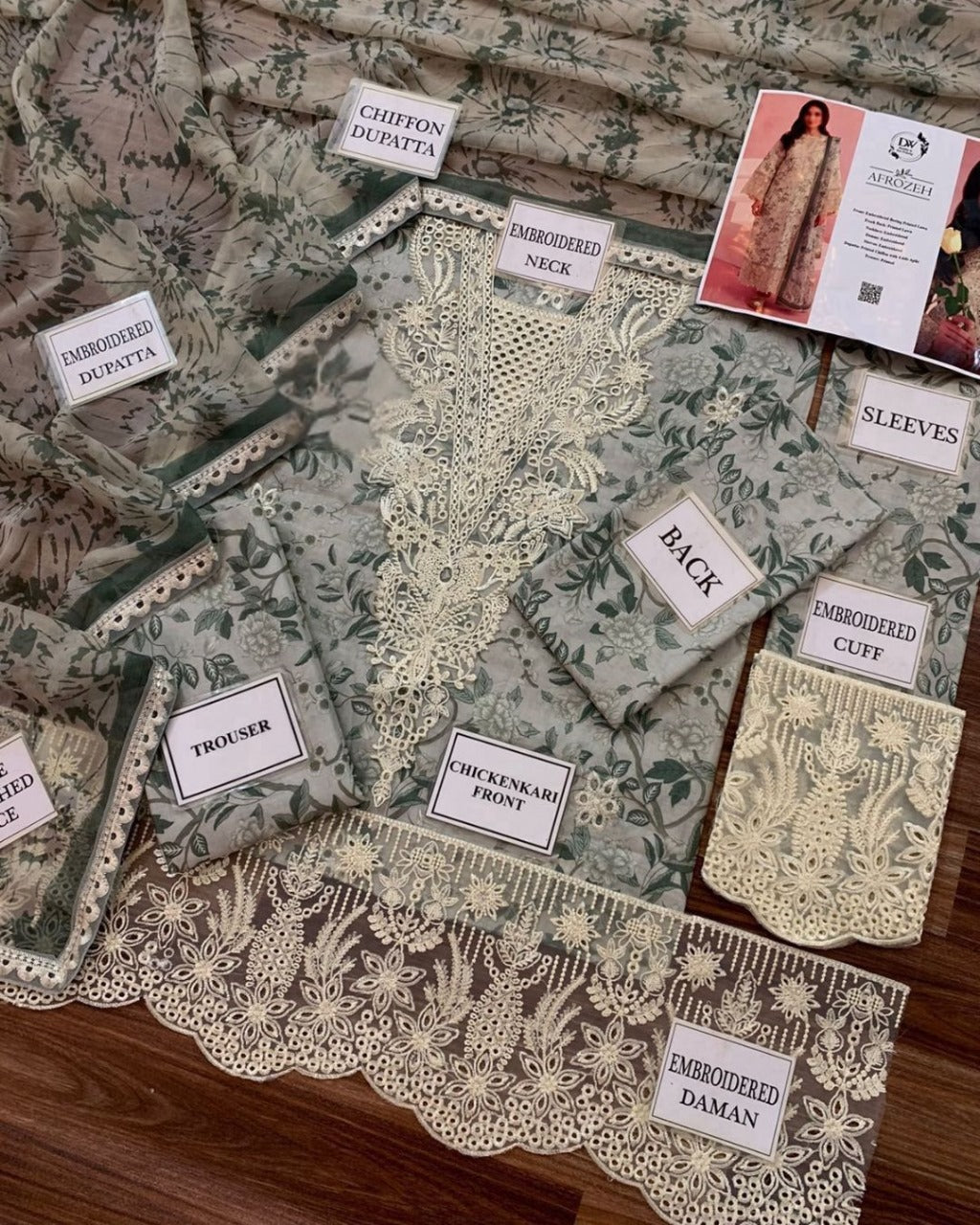 Afrozeh KYLON Chikankari Embroidered Printed Lawn 3 Piece Dress – 10585