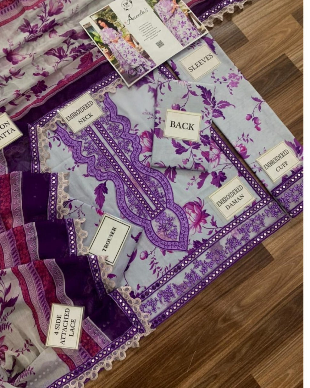 Aneela – Luxury Embroidered Lawn 3-Piece Unstitched Suit